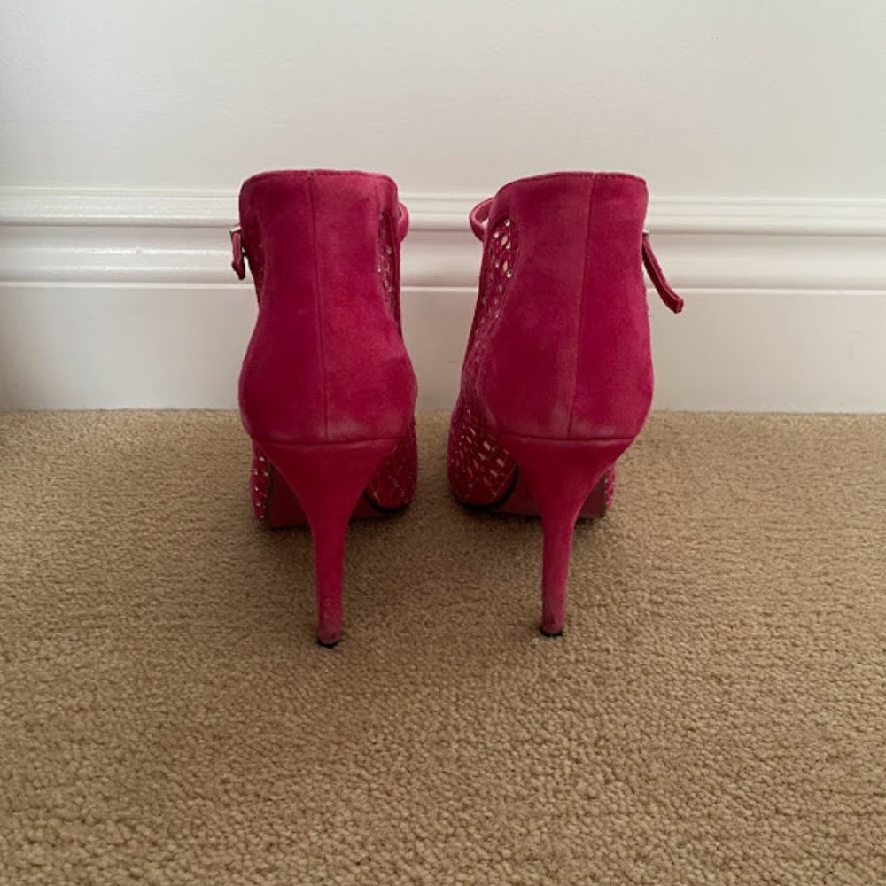 Barbie Pink Rhinestone Open Toe Heels - Picture 3 of 8